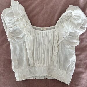 Surf Gypsy White Puff Sleeve Blouse with Ruffled Details